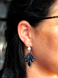 Midnight Petal Large Clay Dangle