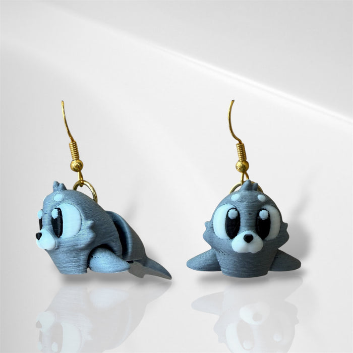 3D Seal Dangle Earrings