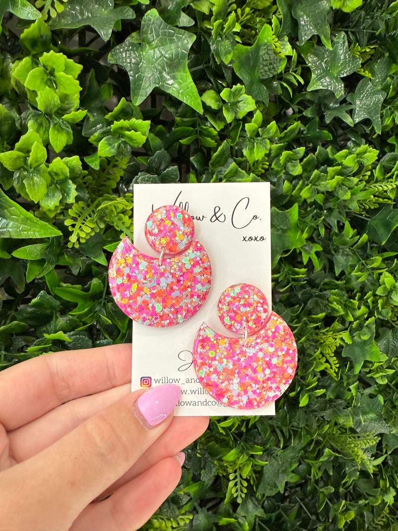 Statement Scoop Dangle Bubblegum Pink