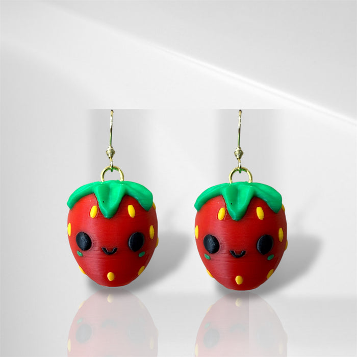 3D Strawberry Dangle Earring