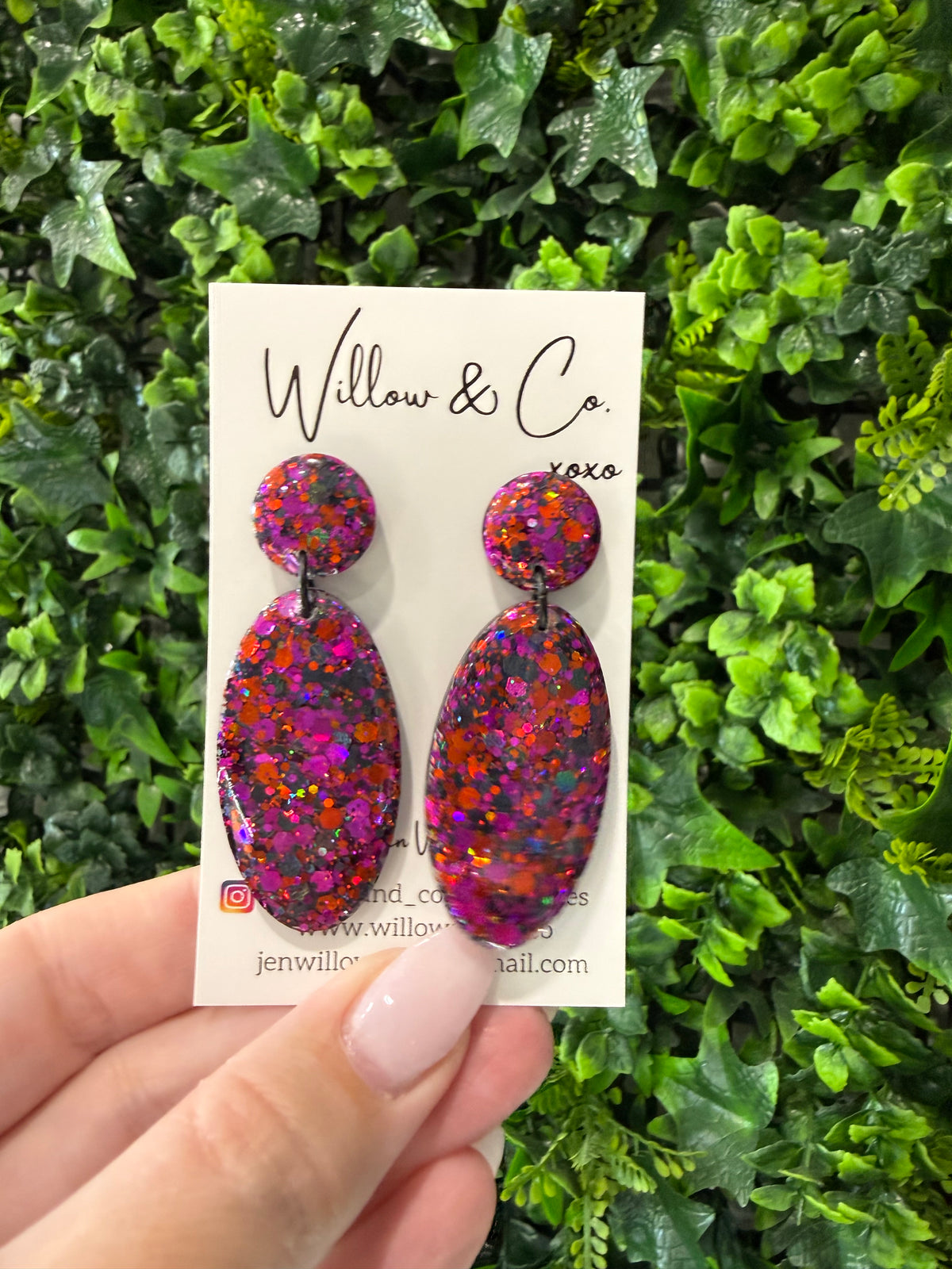 Large Oval Dangle Wild Berry Blaze