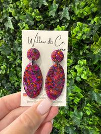 Large Oval Dangle Wild Berry Blaze