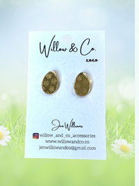 Gold Floral Easter Egg Stud