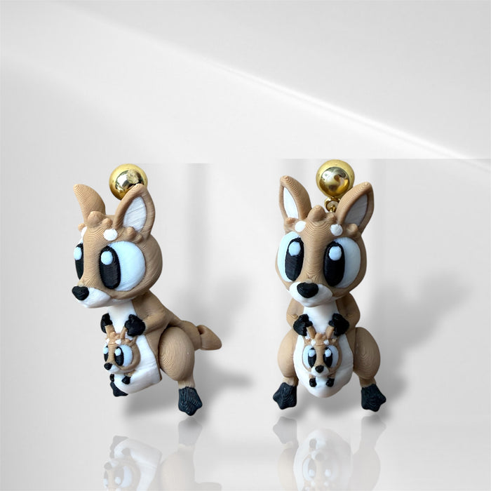 3D Printed Kangaroo Dangle Earrings