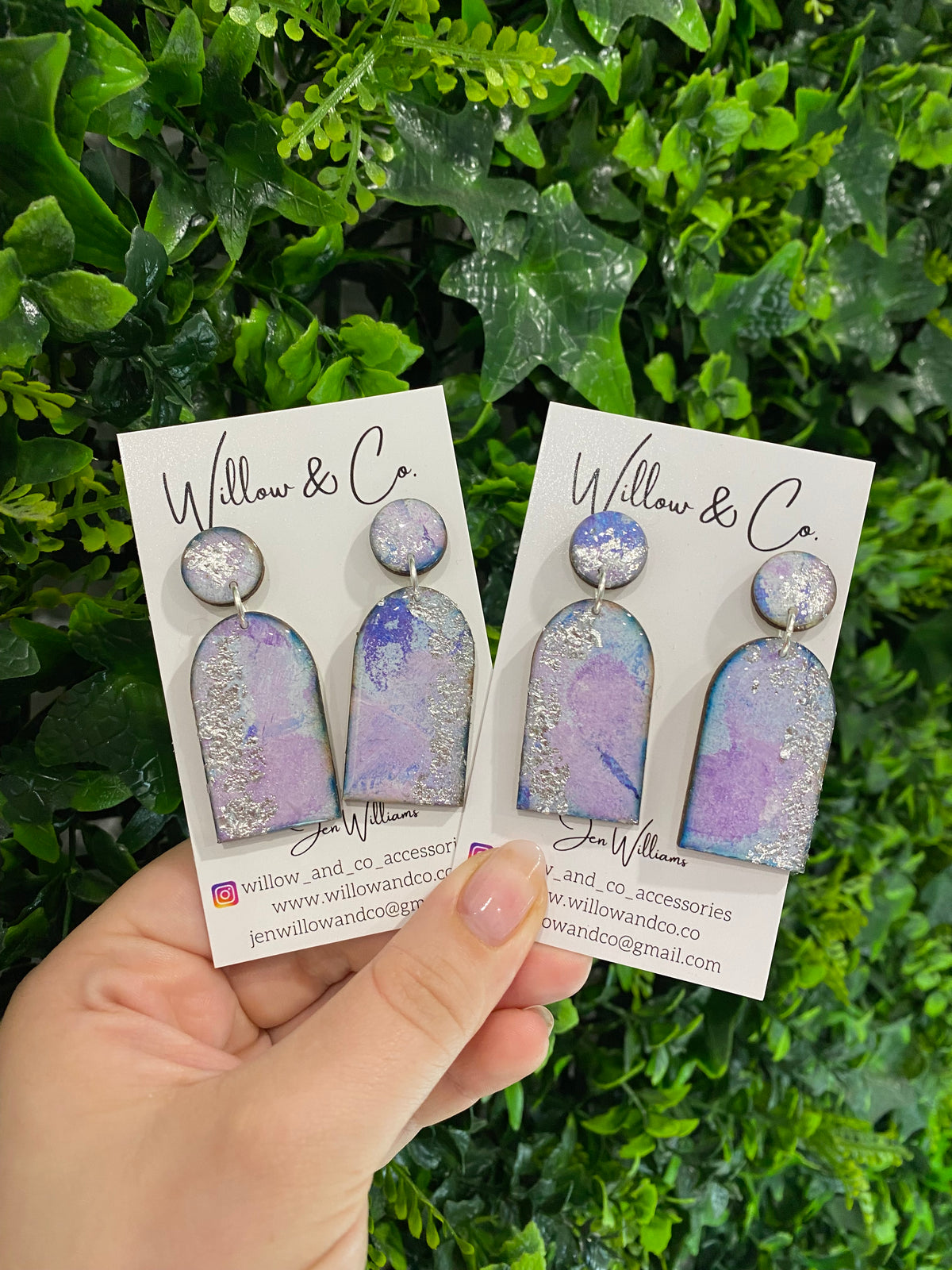 Hand painted Arch Dangle Arctic Iris