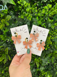 Bow Hoop Dangle Sweet Peachy
