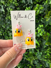 3D Easter Chick Dangle Earrings