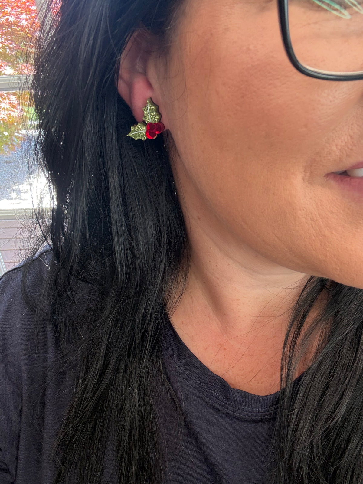 Christmas Holly Studs