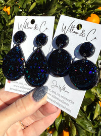 Large Dangle Black Opal