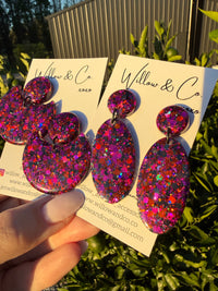 Large Oval Dangle Wild Berry Blaze