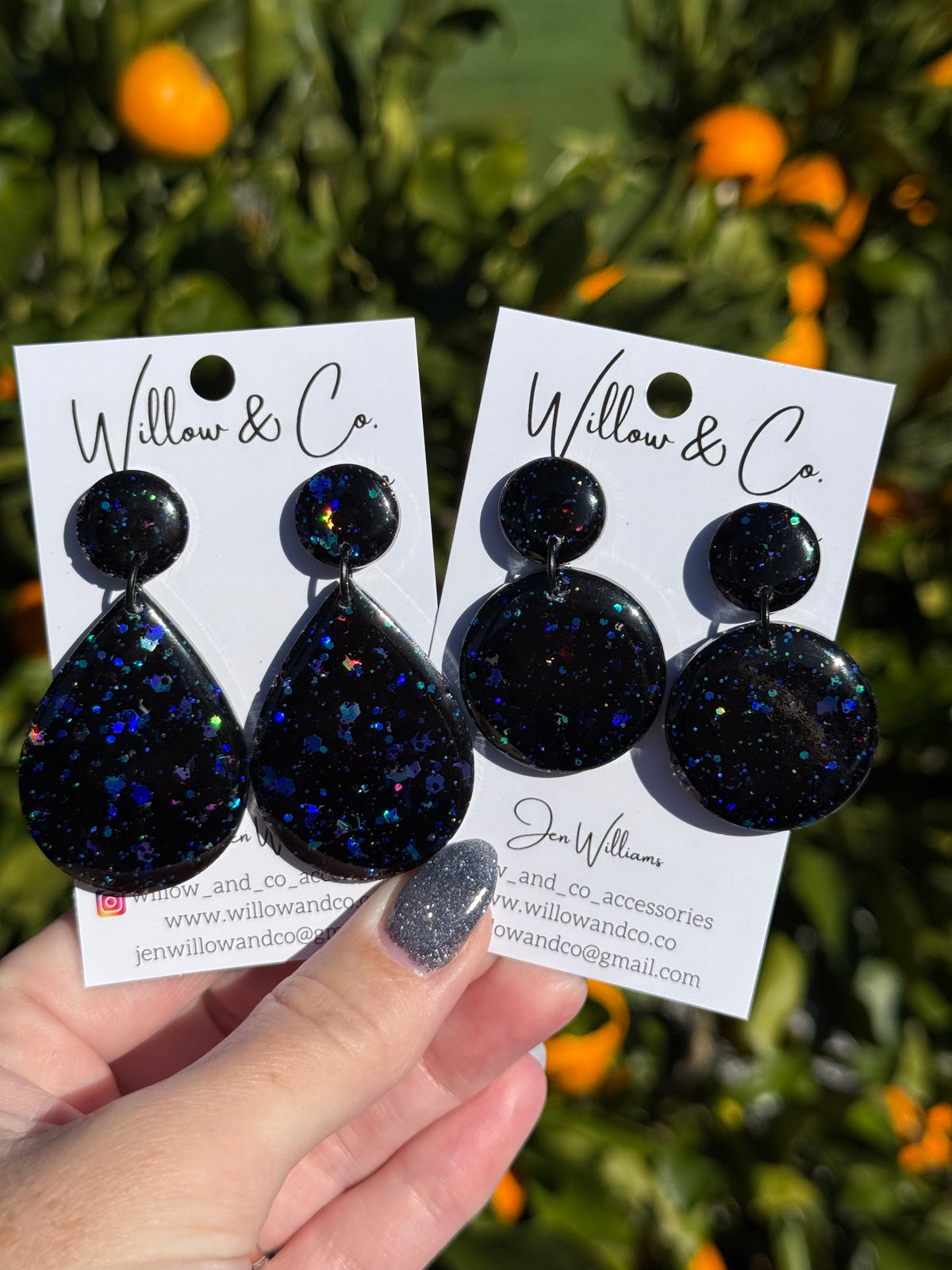 Large Dangle Black Opal