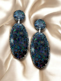 LARGE Oval Dangle Kaleidoscope Black