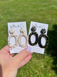 Large Organic Hoop Dangle Midnight Gold