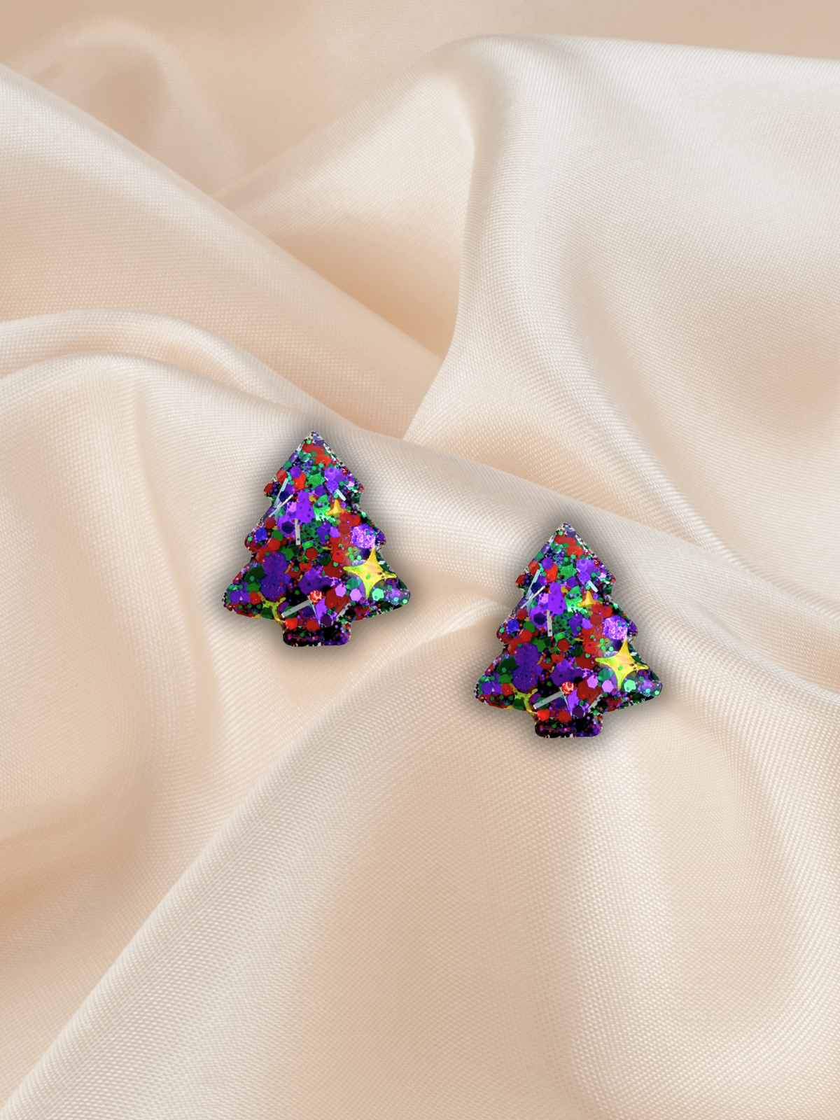 2cm Christmas Tree Studs Celebration