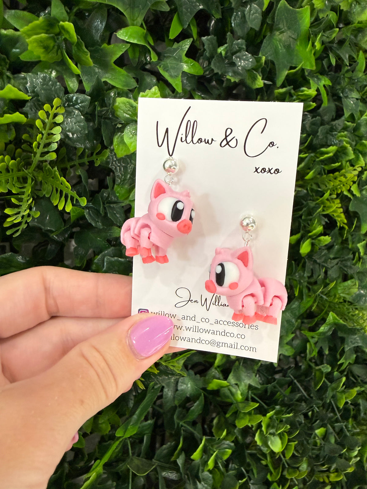 3D Piglet Dangle Earrings