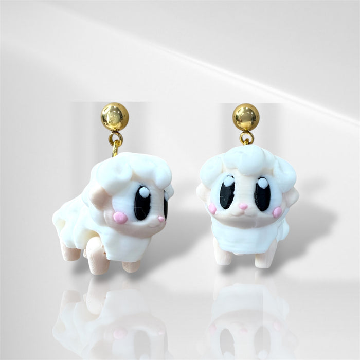 3D Sheep Dangle Earrings