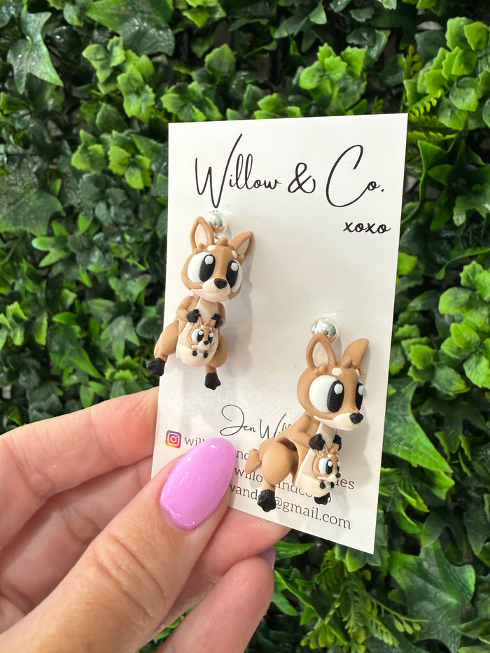3D Printed Kangaroo Dangle Earrings