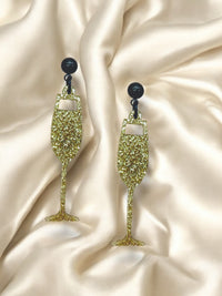 Champagne Dangles Gold Glitter