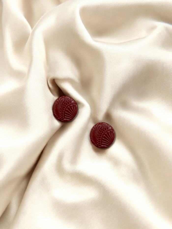 MINI Fan Textured Clay Stud Terracotta