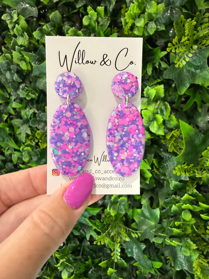 Long Oval Dangle Violet Dreams