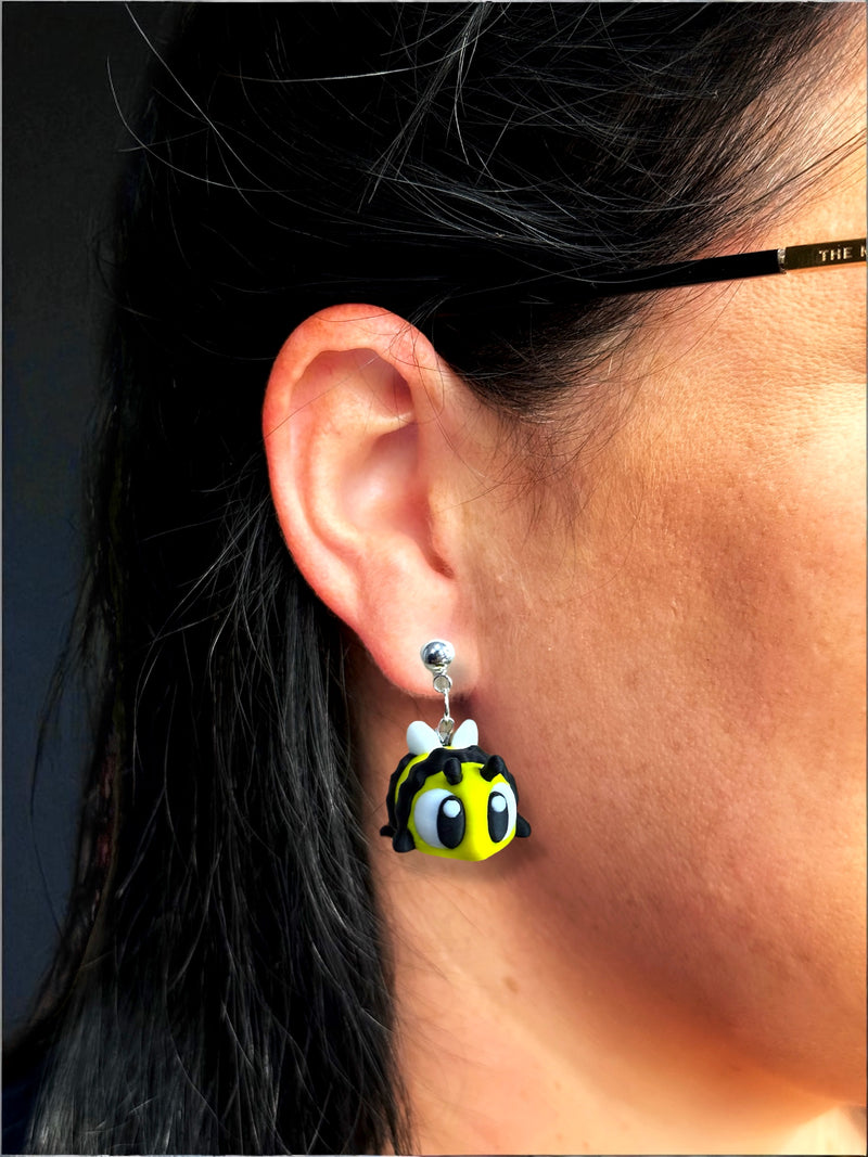 3D Bee Dangle Earrings
