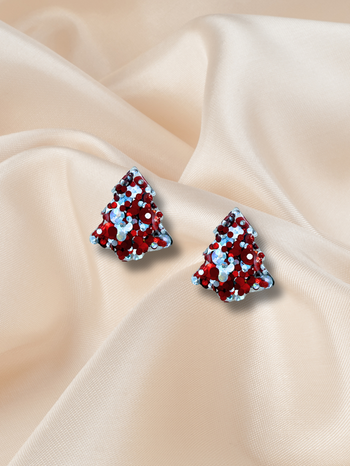 2cm Christmas Tree Stud Chilled Cherry