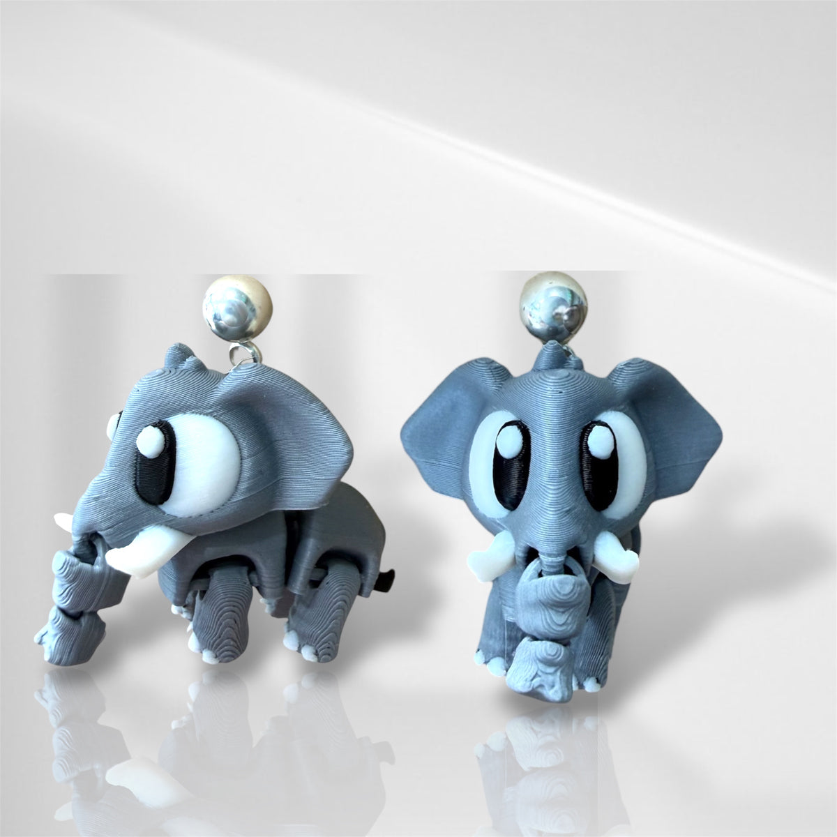 3D Elephant Dangle Earrings