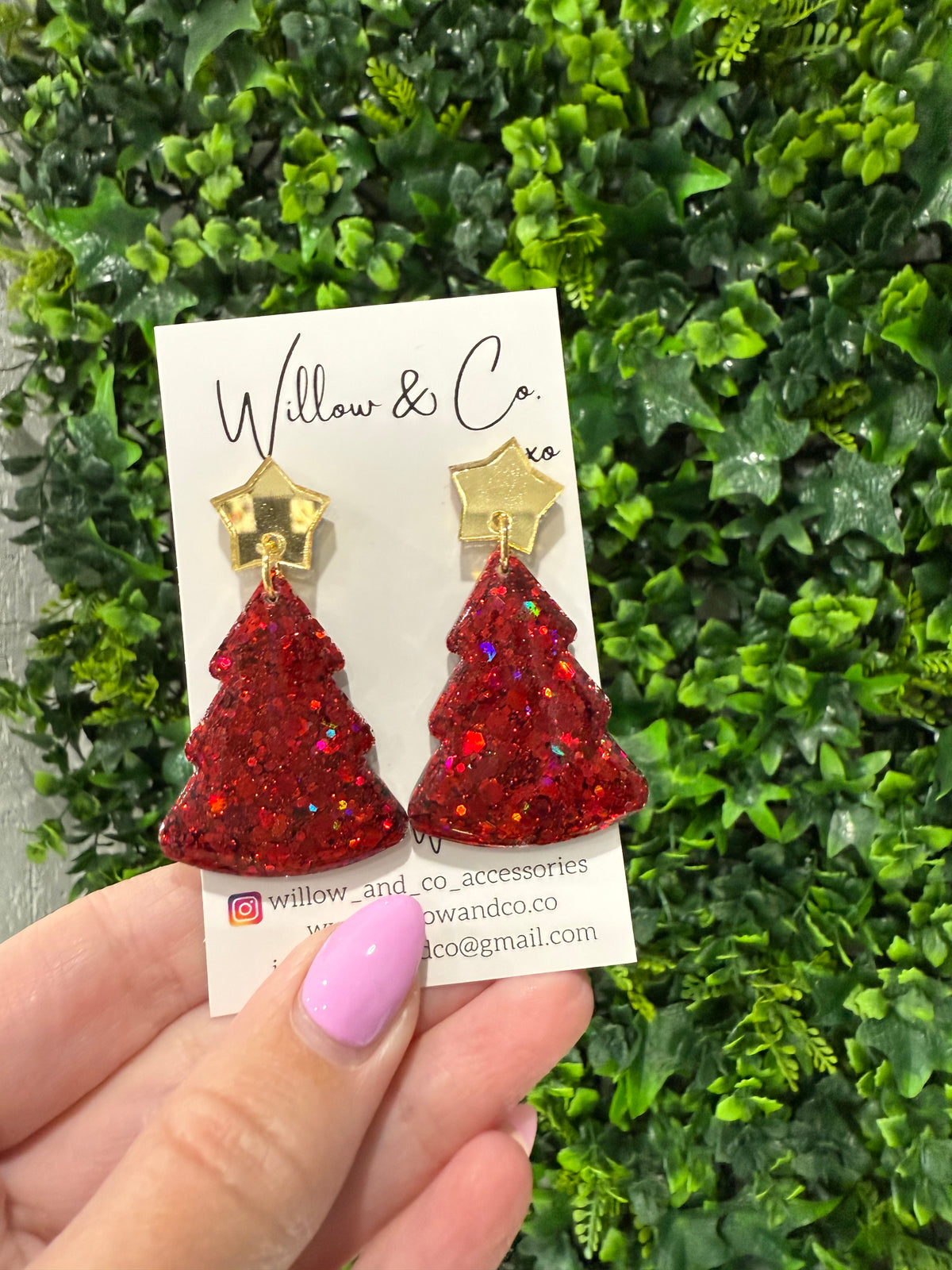 Large Christmas Tree Dangle Ruby