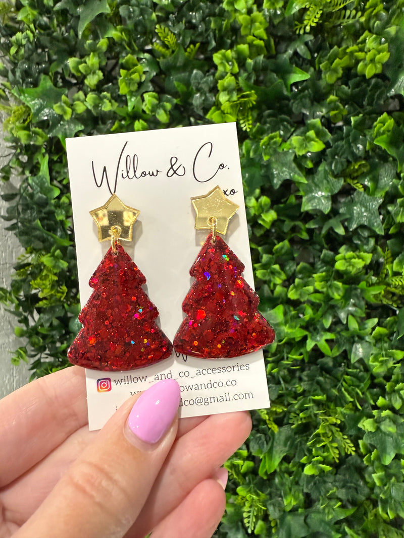 Large Christmas Tree Dangle Ruby