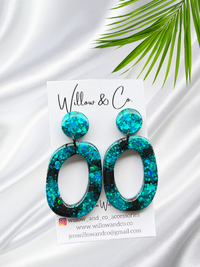 LARGE ORGANIC HOOP DANGLE Deep Sea Dazzle