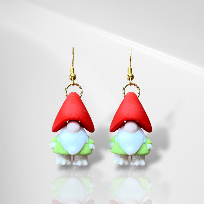 3D Christmas Gnome Dangle earrings