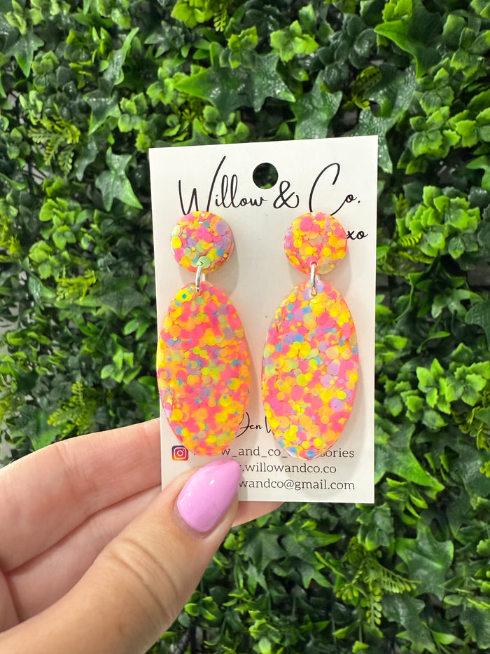 Large Oval Dangle Neon Spots