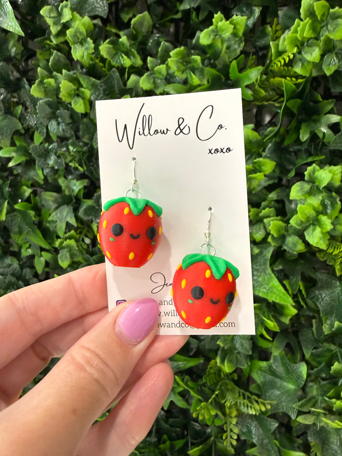 3D Strawberry Dangle Earring
