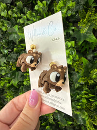 3D Bear Dangle Earrings
