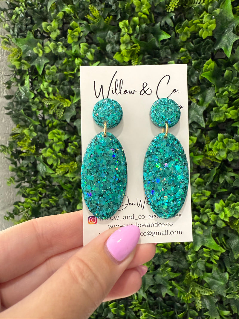 LARGE Oval Dangle Turquoise Tide