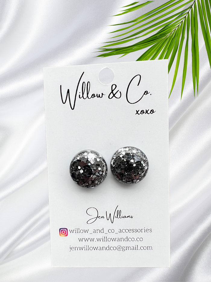 1.5cm Studs Slate Sparkle