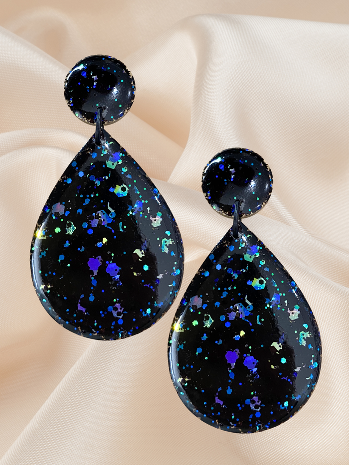 Large Dangle Black Opal