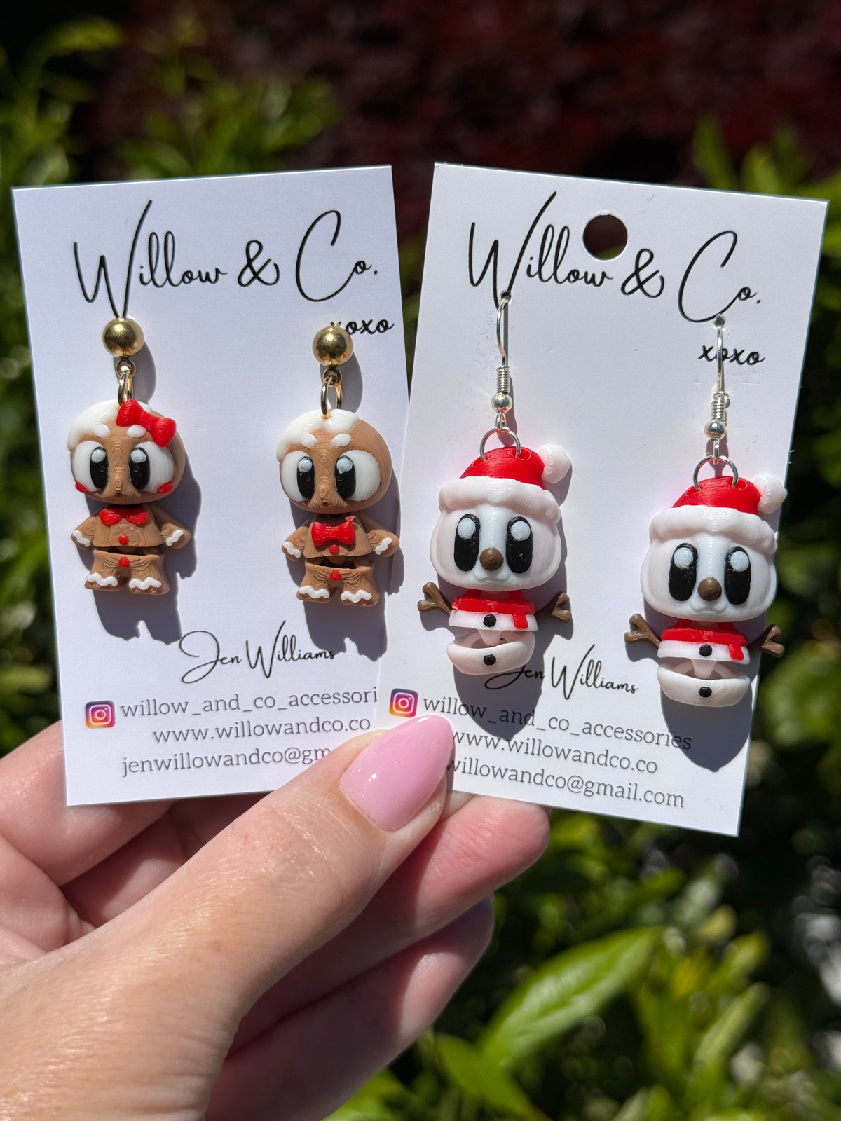 3D Festive Snowman dangle earrings