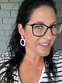 Large Organic Hoop Dangle Peach Sorbet