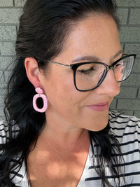Large Organic Hoop Dangle Peach Sorbet