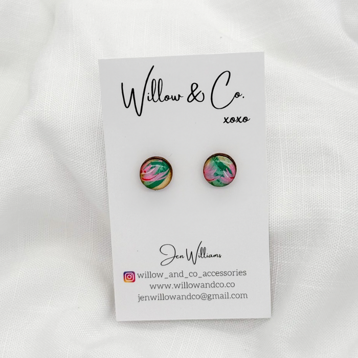 MINI Stud Handpainted Eucalyptus Flower