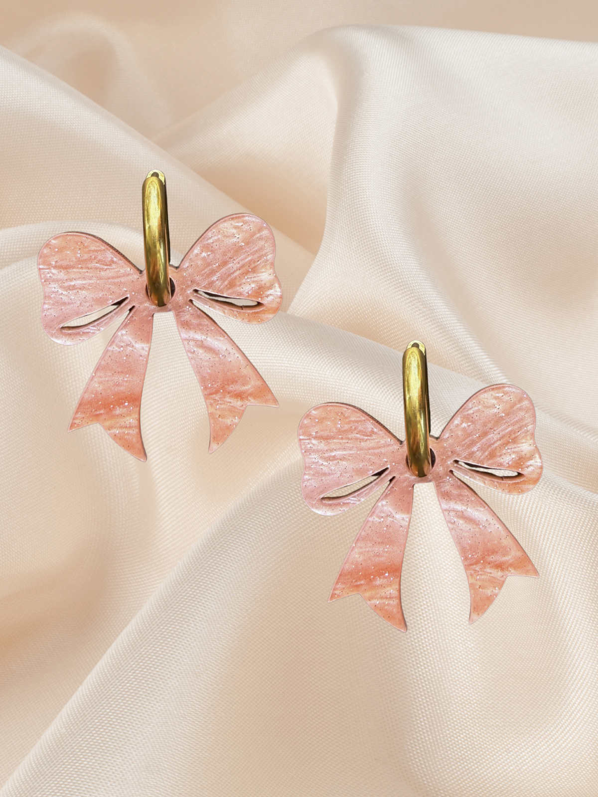 Bow Hoop Dangle Sweet Peachy