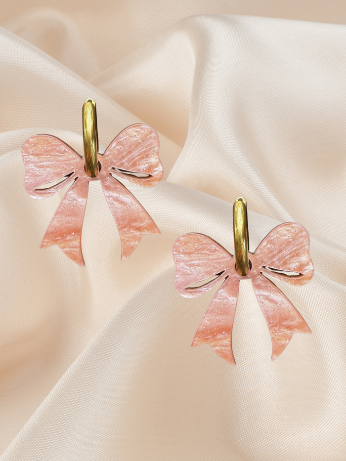 Bow Hoop Dangle Sweet Peachy