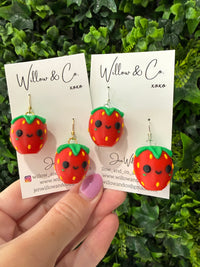 3D Strawberry Dangle Earring