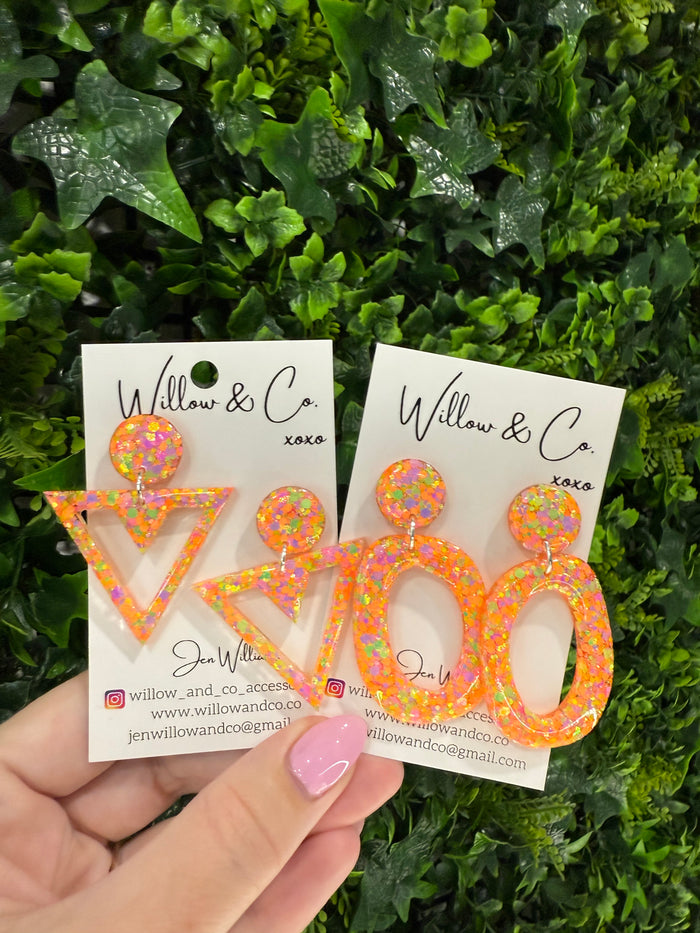 LARGE Organic Hoop Dangle Tutti Fruiti