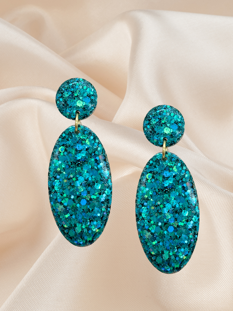 LARGE Oval Dangle Turquoise Tide