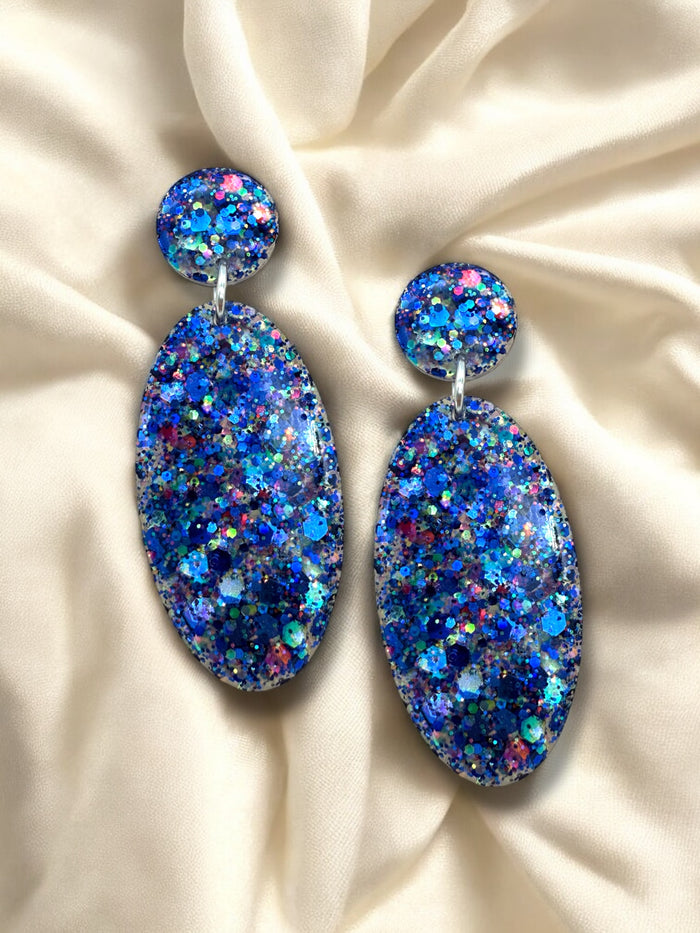 LARGE Oval Dangle Bluebird