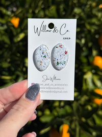 Organic Oval Stud Rainbow Flurry