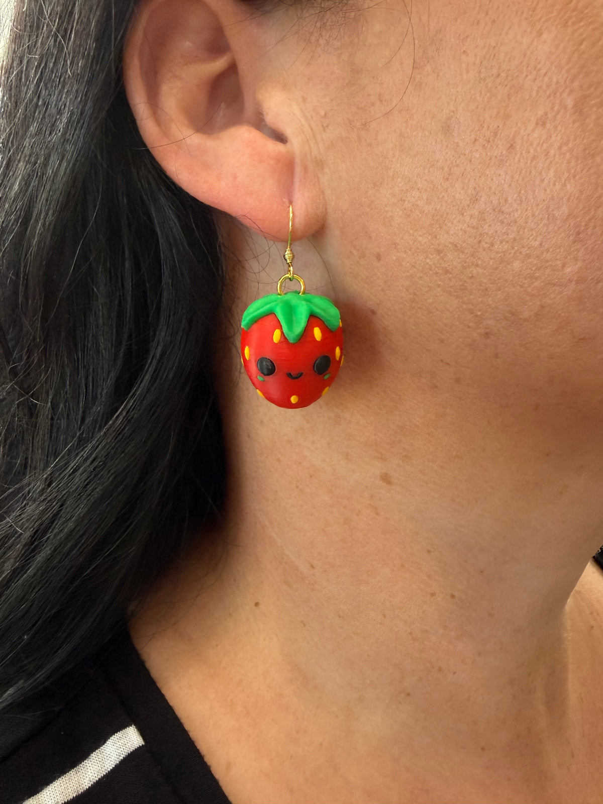 3D Strawberry Dangle Earring