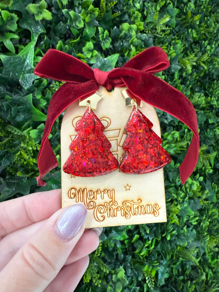 Gift Ready Christmas Tree Large Ruby Dangle